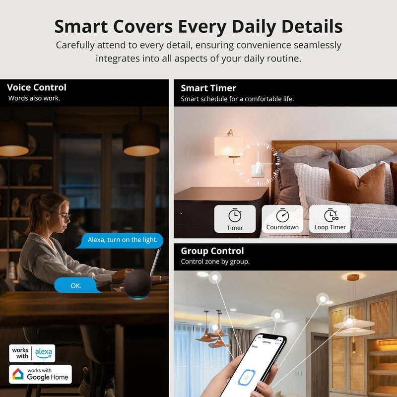SONOFF ZBMINIR2 Zigbee Smart Switch Detach Relay Mode External Switch Control Works with EWeLink Zigbee Gateway Required 1-4PCS