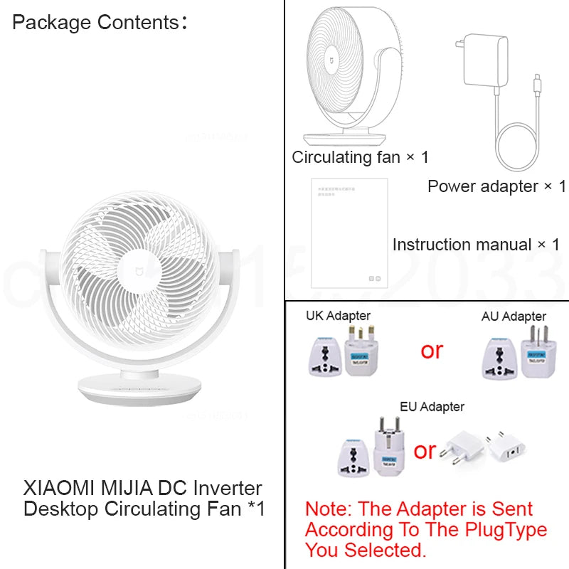 MIJIA DC Inverter Desktop Circulating Fan For Bedroom, Home and Office, 120°+100° Oscillating Fans, 4 Speed Settings, CN Version
