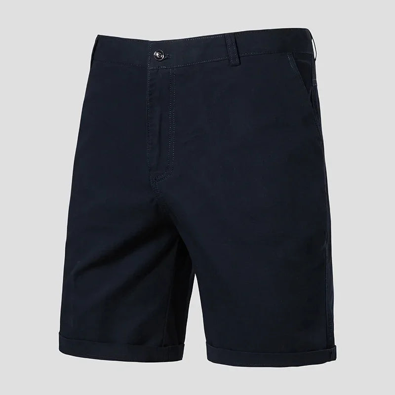 Male Daily Casual Knee Chinos Soft Pure Cotton Texture Deep Side Pockets Weekend Gathering Travel Short Slacks