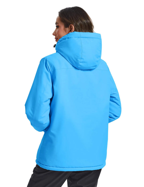 TACVASEN Women's Waterproof Fleece Lined Ski Jacket Winter Snow Coat Warm Hooded Parka Windbreaker Outdoor Snowboarding Jacket