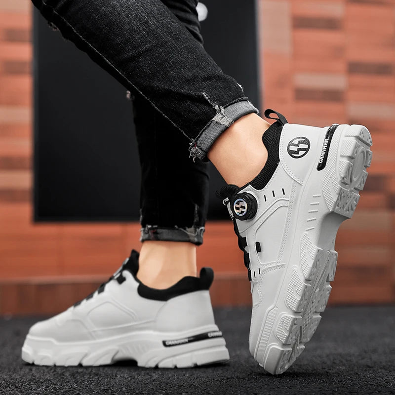 Men's boots autumn and winter rotating shoelaces fashion casual boots youth outdoor boots anti slip soft sole workwear boots
