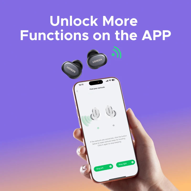 UGREEN Dots Wireless Earbuds Bluetooth 6.0 in Ear Buds Light Weight Headphones,Deep Bass Sound, 35H Play, Earphones With APP
