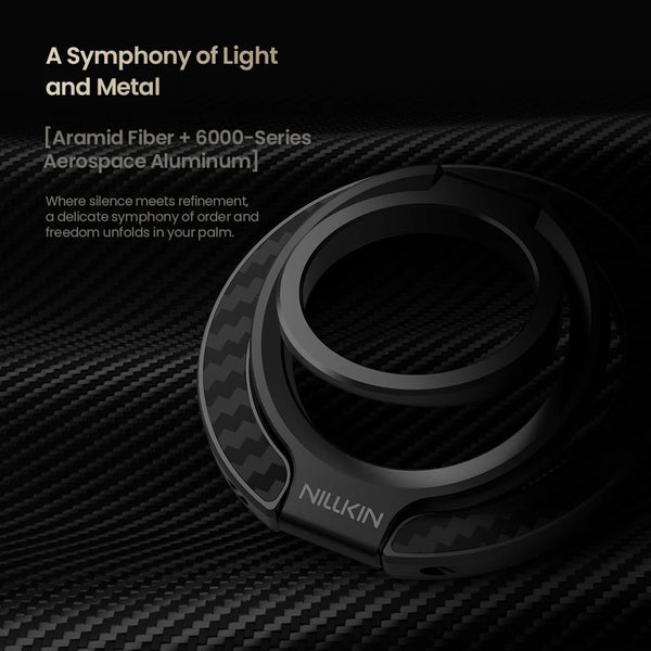 NILLKIN FiberSnap Magnetic Phone Ring Stand Aluminum 360° Rotation Mobile Phone Holder For iPhone 16 15 14 13  Xiaomi Samsung