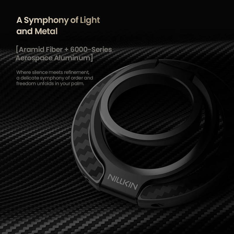 NILLKIN FiberSnap Magnetic Phone Ring Stand Aluminum 360° Rotation Mobile Phone Holder For iPhone 16 15 14 13  Xiaomi Samsung