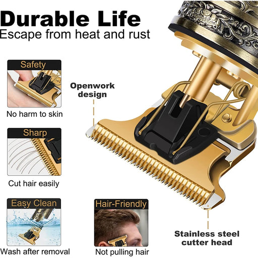 All Metal Vintage T9 Machine Women's Hair Clipper Hairdresser Professional Haircut Machine 0 Mm Nose and Ear Trimmer Finish Man