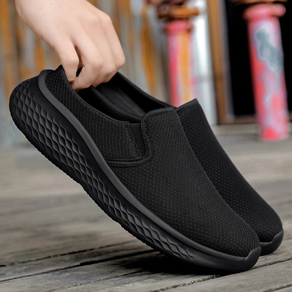 Men Backless Slip On Mules Shoes Breathable Mesh Upper Thick Lightweight EVA Sole Non-slip Casual Walking Slide Sneakers