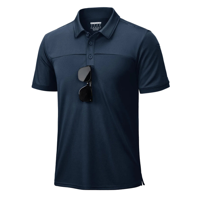 TACVASEN Men's Tactical Polo Shirt UPF 50+ Sun Protection Quick Dry Short Sleeve Shirt Moisture Wicking Outdoor Hiking Polo