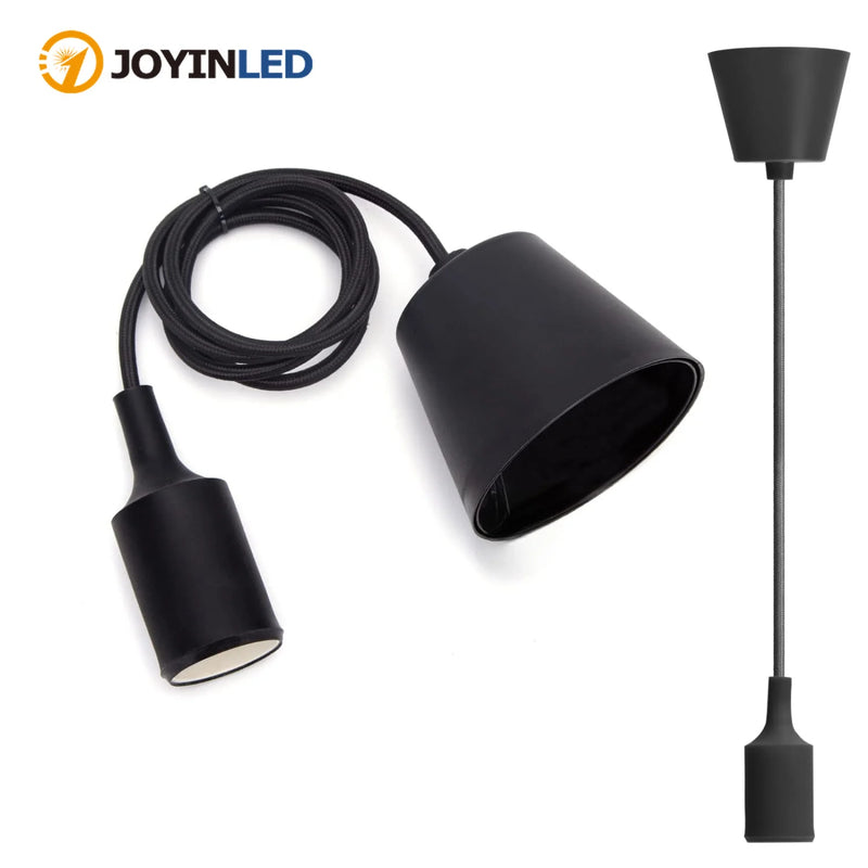 JOYINLED Silicone E27 Pendant Lamp Kit, Height Adjustable Hanging Light Cable with Ceiling Mount for Dining Table, Kids Room
