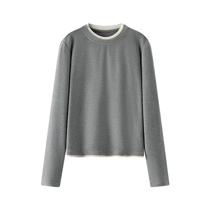 Semir Women Tshirt Thermal Warmth Antibacterial Fabric Fleece Lined Layered Look Long Sleeve Slim Fit 2026 Winter Soft Comfort