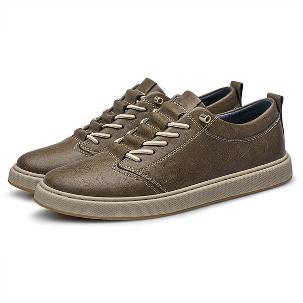 Spring Autumn Mens Fashion Leather Casual Shoes Fashion Skateboarding Shoes Flat Comfortable Big Size 46 47