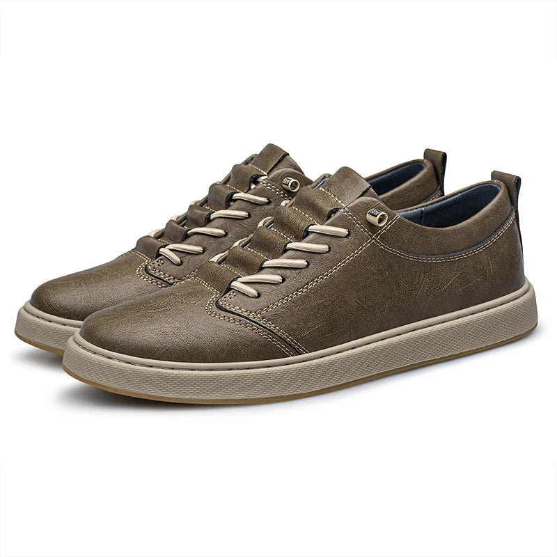Spring Autumn Mens Fashion Leather Casual Shoes Fashion Skateboarding Shoes Flat Comfortable Big Size 46 47
