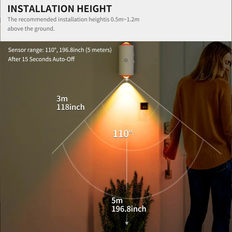 LED Wall Lights Motion Sensor Wall Lamp RGB Warmlight Home Decoration Light Up and Down Night Light Rechargeable for Stair Porch