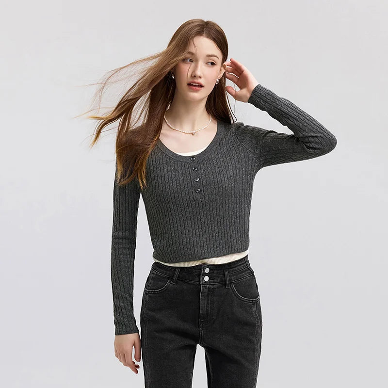 Semir Slim Cardigan For Women 2026 Short O neck Collar Knitwear Spring New Style Soft Comfortable Tops Sweater For Ladies
