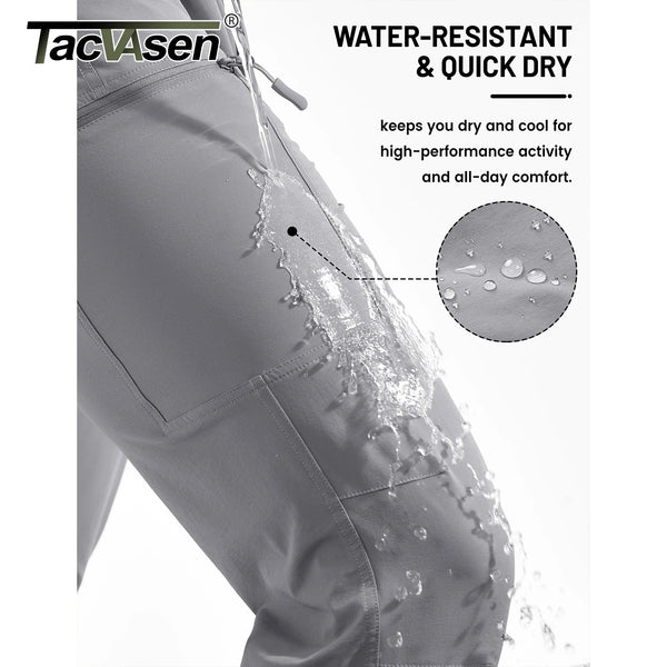 TACVASEN Quick Dry Hiking Cargo Pants Men's Spring Lightweight Water Resistant Travel Pants for Men Work Outdoor with 6 Pockets