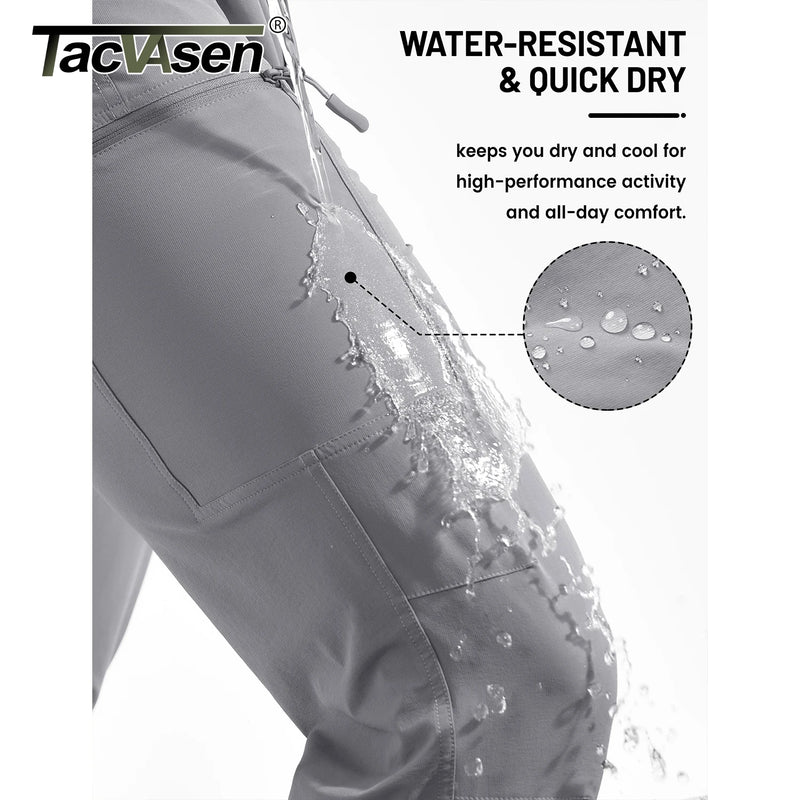 TACVASEN Quick Dry Hiking Cargo Pants Men's Spring Lightweight Water Resistant Travel Pants for Men Work Outdoor with 6 Pockets