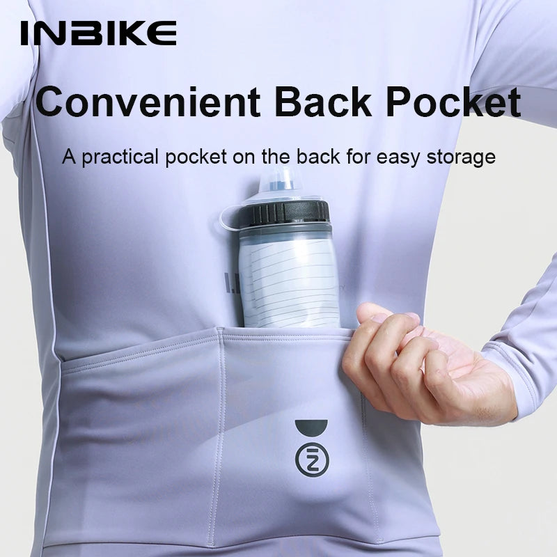 INBIKE Men's Cycling Jersey Fine Brushed Fleece Winter Thermal Bike Jacket for Road Bike Bicycle Riding MTB Cycling Clothing Man