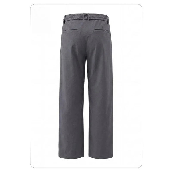 Classic Men's Relaxed Fit Chinos – High-Stretch Polyester Straight Cut Slacks with Elasticated Waistband