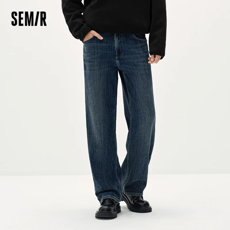 Semir Men Jeans Loose Fit Straight Leg Commuter Style Everyday Style Soft Touch 2026 Winter Full Length Comfort Fit
