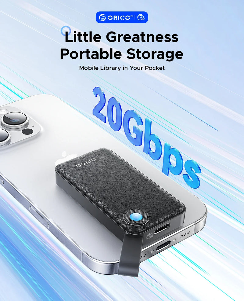 ORICO 2TB Portable SSD Up to 2000MB/s USB 3.2 Gen 2x2 Ultra-Mini Compact with 2 in 1 USB C Cable, External Solid State Drive