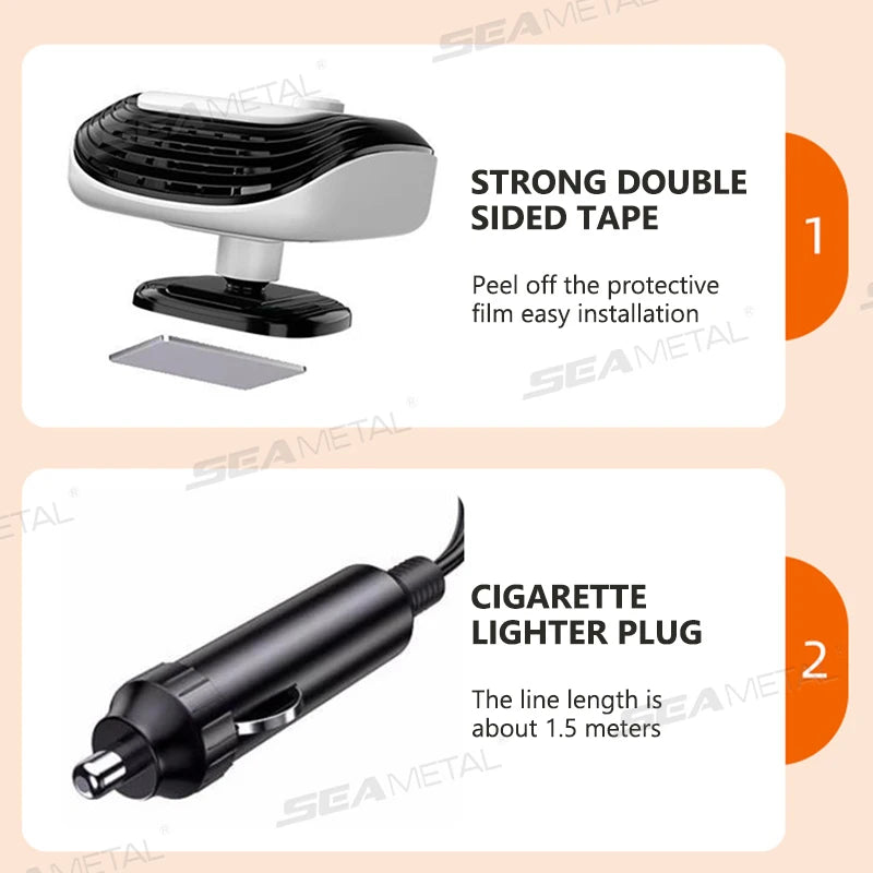 SEAMETAL Car Winter Fast Heating 120w 12V Electric Heated Fan Auto Windshield Defogging Heating Cooling Fan for Car Truck RV SUV
