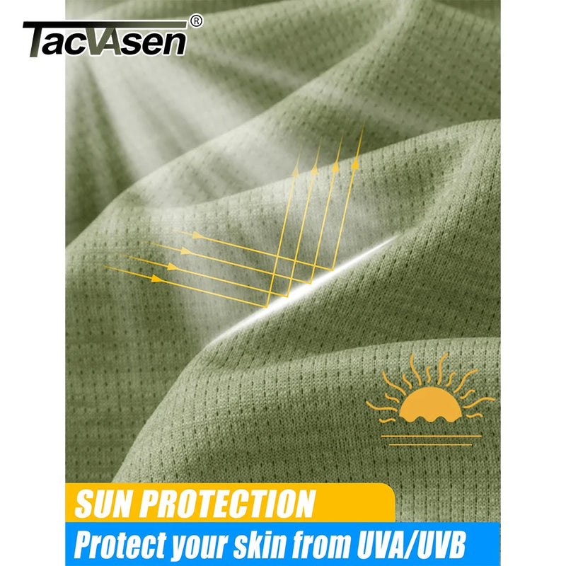 TACVASEN Sun Protection Long Sleeve Shirts Men's 1/4 Zip Up UPF 50+ Rash Guard Lightweight Quick Dry Fishing Running T-Shirts