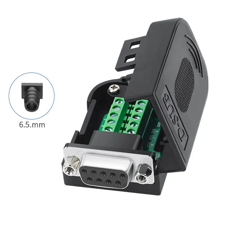 DB9 RS232 Connector D-SUB 9 Pin Male Female Plug RS485 Breakout Terminals 21-24 AWG Wire Solderless Connectors