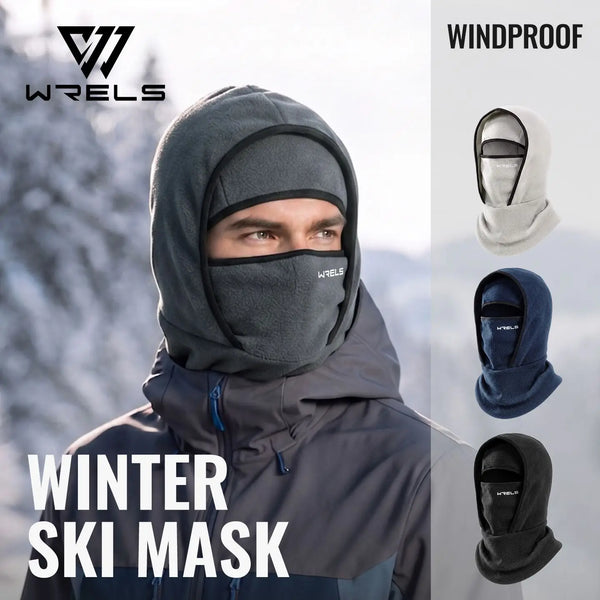 WRELS Ski Mask Fleece Balaclava Windproof Thermal Full Face Mask Motorcycle Cycling Outdoor Work Men Women Thick Warm Neck Cover