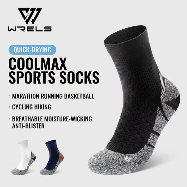 WRELS 1/2/3 Pairs Coolmax Running Socks Cushioned Ankle Socks Moisture Wicking Men Women Arch Support Golf Hiking Athletic Socks
