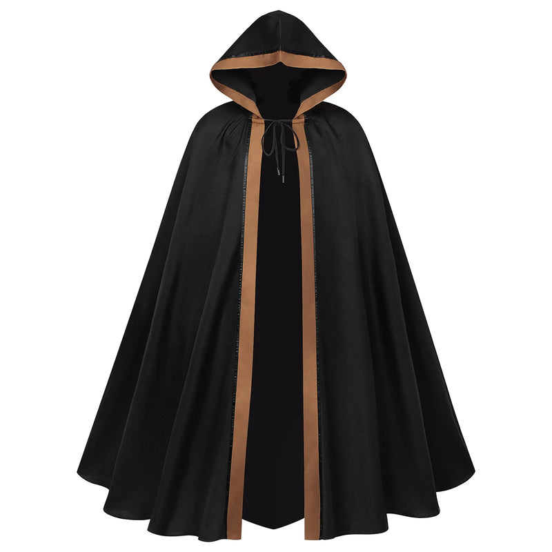 2026 New Neutral Hooded Robe, Black Grim Reaper/Wizard Tie-up Cape, Halloween/Stage Performance Long Jacket