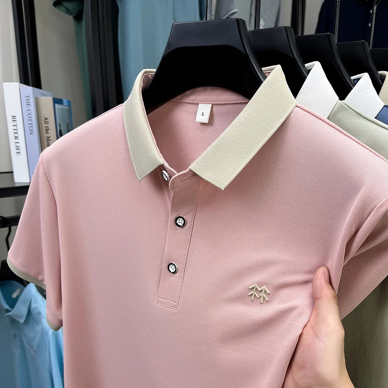 Quality Man Short-Sleeved Polo Shirt Lapel Button Pattern Printing Summer New T-Shirt Business Casual Outdoor Sports Men's Wear