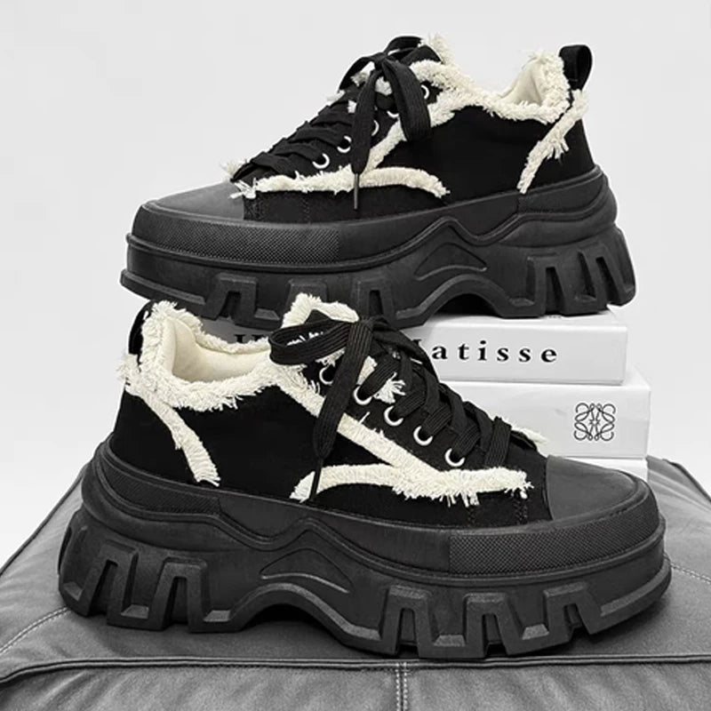 Men's Thick-sole Casual shoes Four Season New Breathable Light Heighten Soft-sole Comfort Outdoor Walking Fashion Joker Sneakers