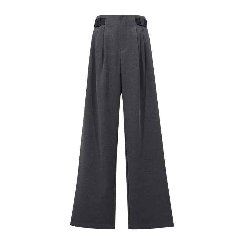 Amii Wide Leg Pants Detachable Buckle Belt Loose Commuter Women Casual Long Trousers Autumn New Office Woman Clothing 12623062