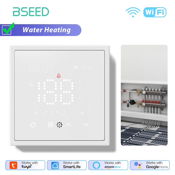 BSEED ម៉ាស៊ីនត្រជាក់ជាន់អគ្គិសនី WIFI ឡចំហាយទឹកបន្ទប់ ទែម៉ូស្តាតឆ្លាតវៃ Alexa Google App ឧបករណ៍បញ្ជាសីតុណ្ហភាព ស៊ុមប្លាស្ទិក
