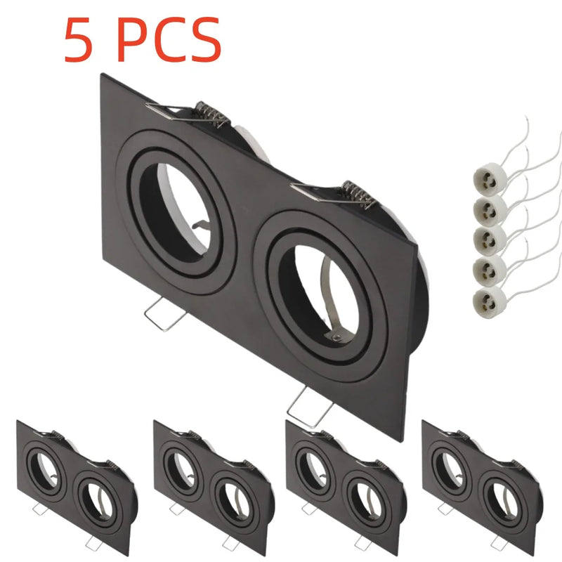 5pcs Square Recessed Spot Led Double Heads Frame GU10 MR16 Lamp Holder LED Down Light for Home Indoor Lighting Fixture