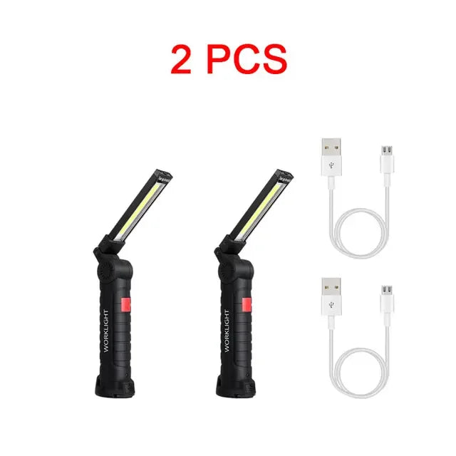 ភ្លើងការងារចល័ត COB LED ពិល USB អាចសាកបាន ចង្កៀងព្យួរម៉ាញេទិក Lanterna ជាមួយថ្មដែលភ្ជាប់មកជាមួយ ពិលបោះជំរុំ