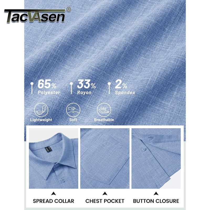 TACVASEN Men's Button Down Shirts High Quality Long Sleeve Casual Lightweight Beach Dress Shirts for Man Work Tee Chest Pockets