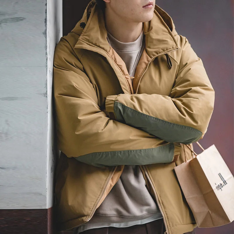 អាវក្រៅ Maden Casual 90% White Duck Down Jacket មានក្រណាត់ក្រាស់ ការពារខ្យល់ និងកម្តៅ អាវក្រាស់សម្រាប់រដូវរងារបស់បុរស