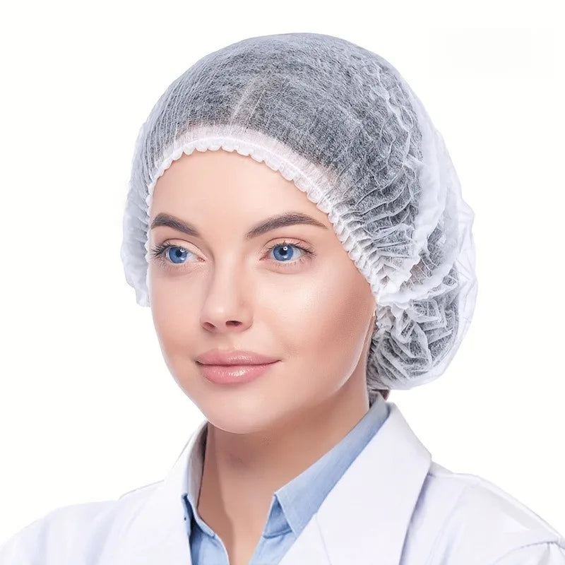 10/20pcs Disposable Non-woven Hat,Kitchen, Factory Hair Net,Workshop Dustproof Breathable Strip Hat,Drawstring Closure.
