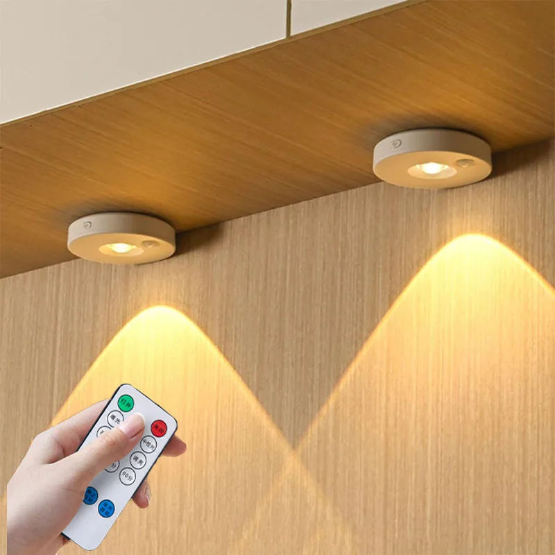 3 Colors LED Under Cabinet Lights with Remote Control Wireless Dimmable Night Lamp LED Lights for Home Wardrobe Light