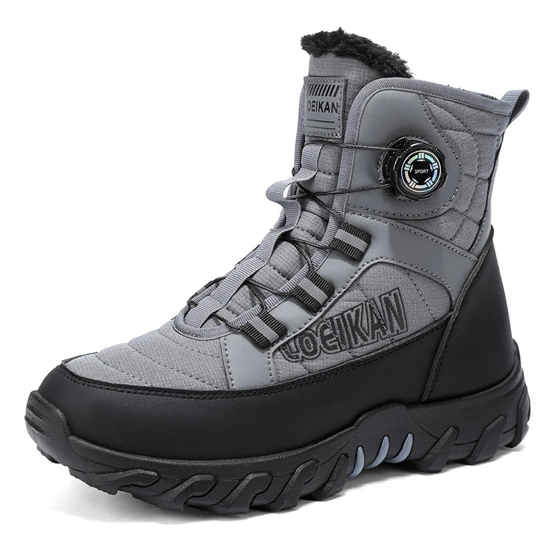 Men's Plus Size Casual Cotton Boots Winter New Warm Plush Soft Sole Anti-Slip Light Outdoor Comfort High-Top Snow Walking Boots