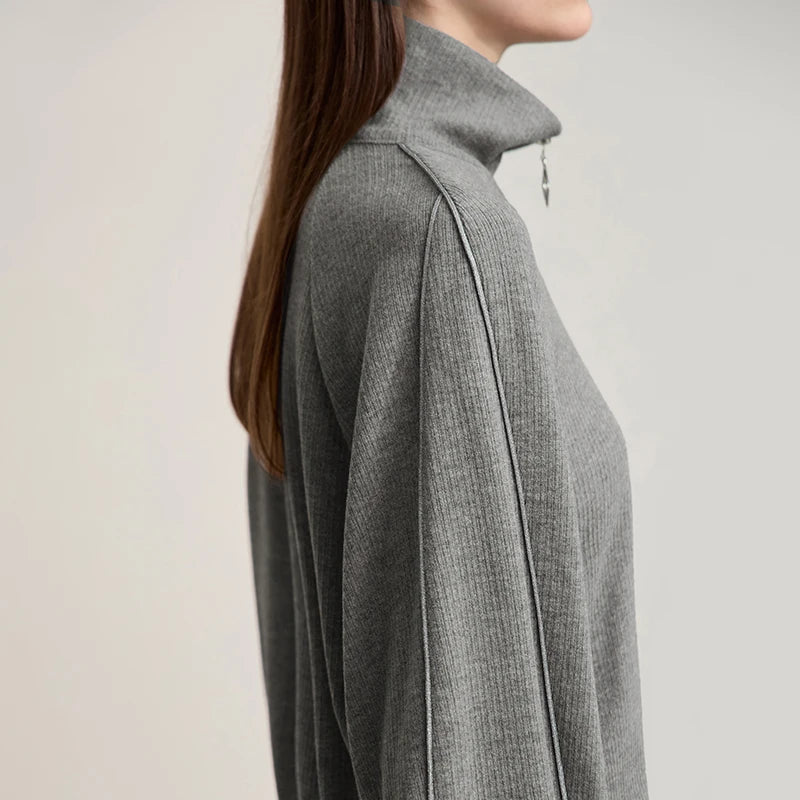 AMII Woman Sweatshirts 2026 Autumn New Casual Versatile Turtleneck Top Female Pullover Long Sleeve Loose Sweatshirt 12553065