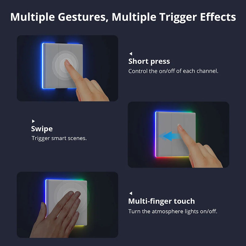 SONOFF T5 US WiFi Smart Wall Switch IR Remote Full Touch Access LED Light Multi-Sensory eWeLink Voice Control via Alexa Google