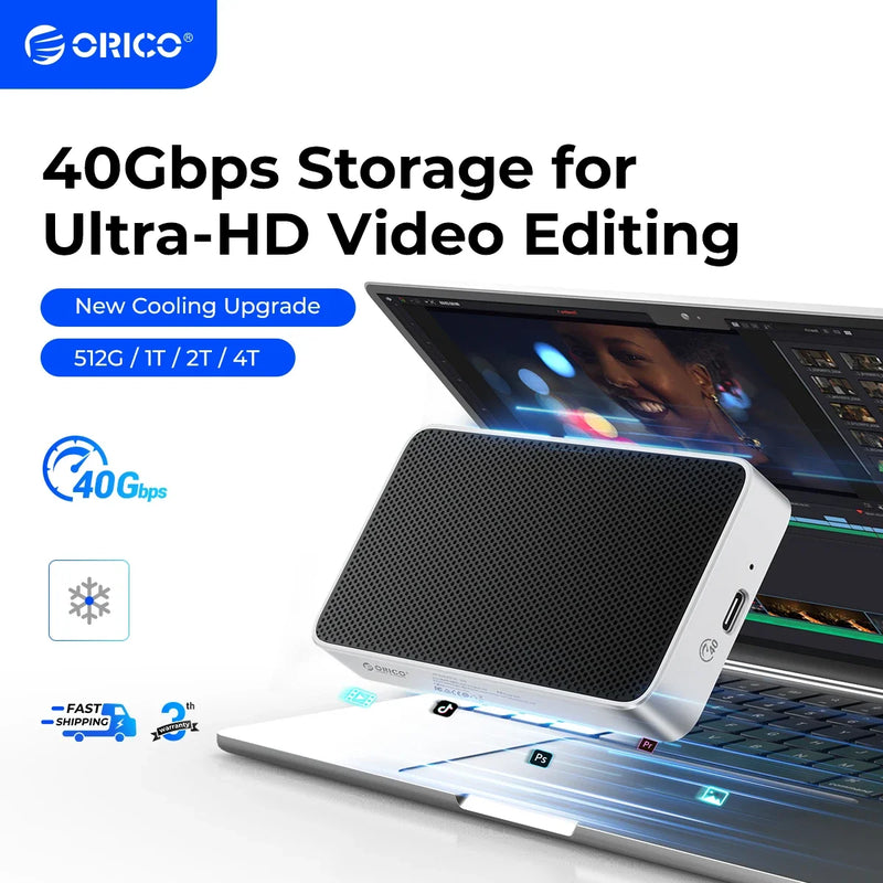 ORICO 40Gbps USB4 Portable NVMe 40Gbps Ultra Fast External SSD Drive PCIe4.0 NVME Up to 3800MB/s Compatible Thunderbolt 3/4