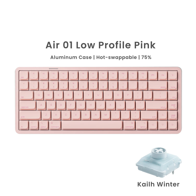 Akko Air 01 Mechanical Keyboard 75% 84-Key Mac Layout Custom Low Profile Hot-swappable RGB Tri-mode Keyboard Gasket Aluminum