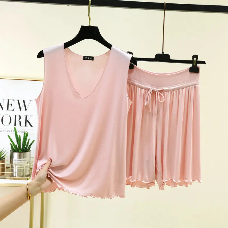 V-neck Vest Shorts Two-piece Set Women's Pajamas Pijamas Feminino Loungewear Women Sleepwear Conjunto Femenino Nightwear