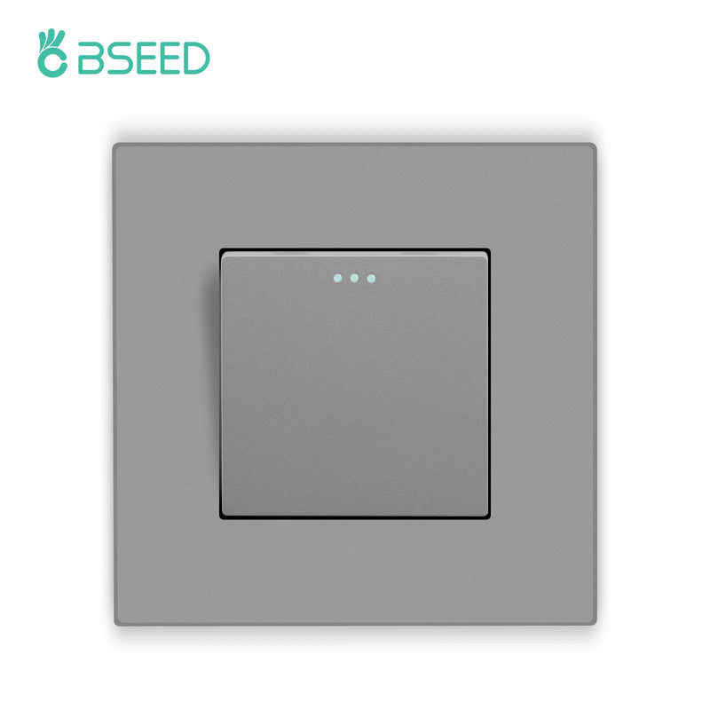BSEED Button Switch 1/2/3Gang 1Way Wall Sockets With USB Type-C Phone Charger Mounted Double Socket Plastic Panel Triple Outlets