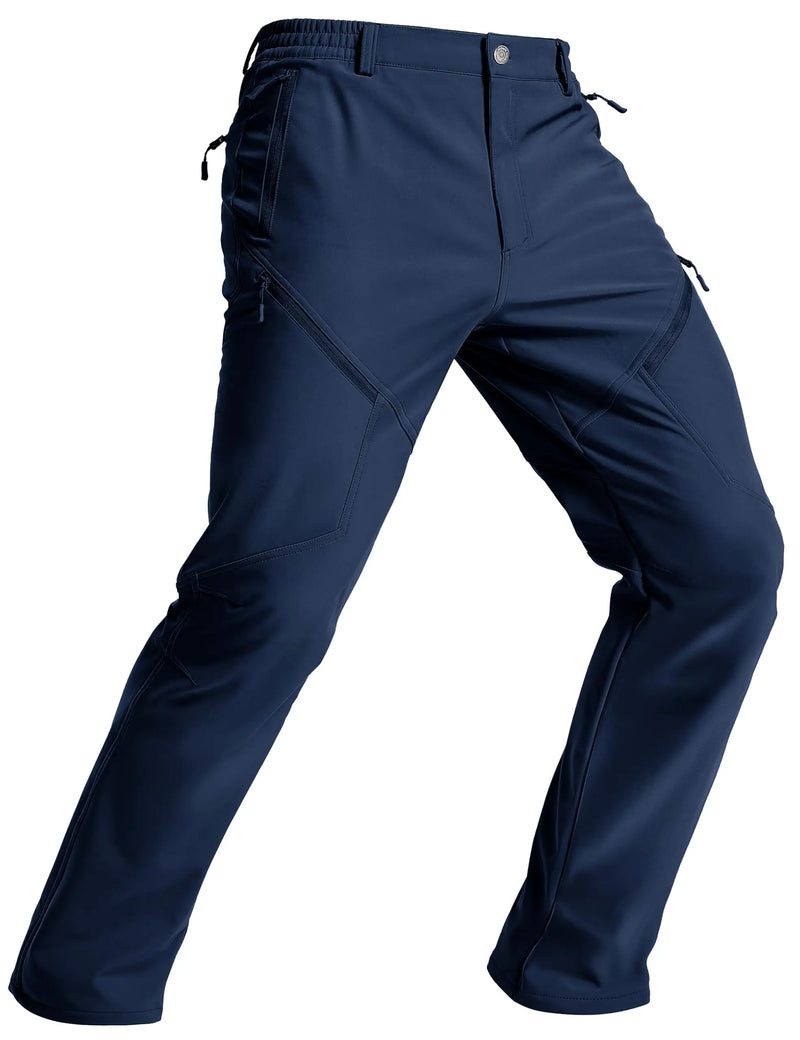 TACVASEN Men's Winter Hiking Pants Fleece Lined Waterproof Softshell Snow Ski Insulated Work Cargo Pants with 6 Zip Pockets