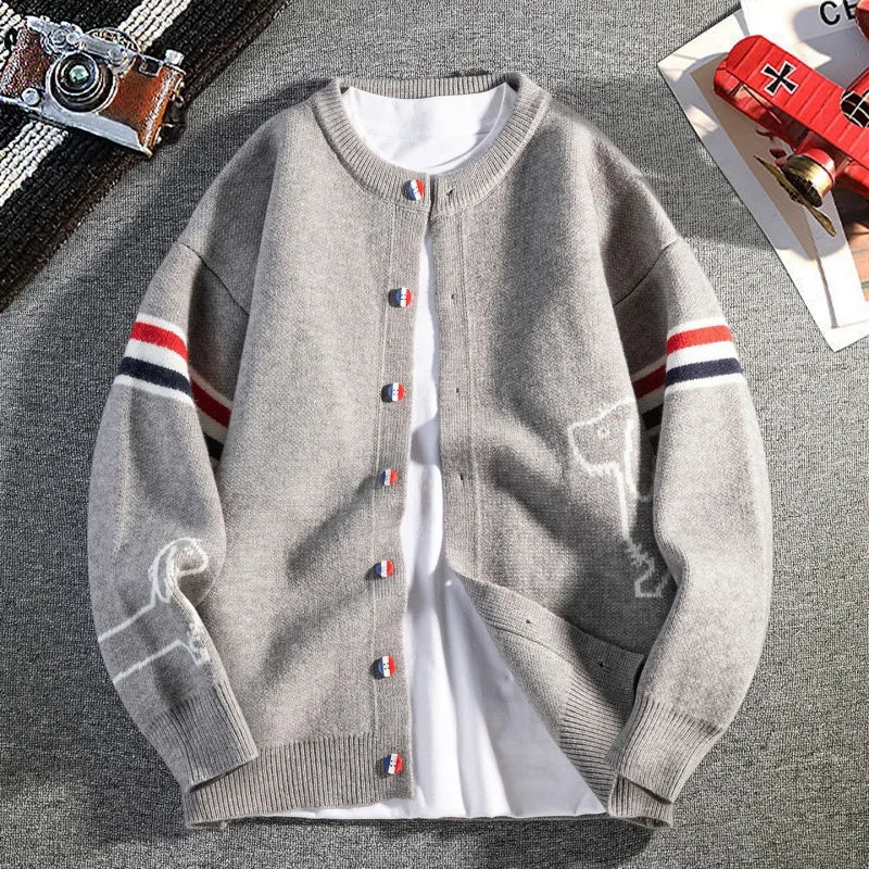 New Autumn Winter Men Long-Sleeved Knitted Shirt Jacket Single-Breasted Quality Cardigan Casual Fashion Comfort Men's Clothing