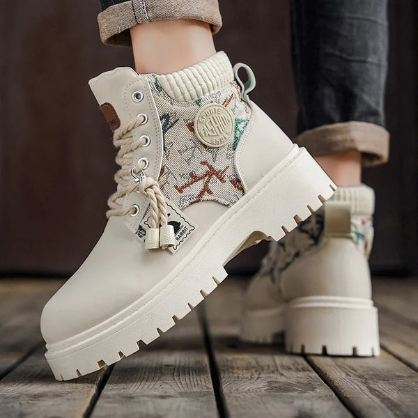 Men's Boots Four Season Classic Big Head Casual Boots Soft Sole Non-Slip Breathable Joker High-Top Outdoor Comfort Tooling Boots