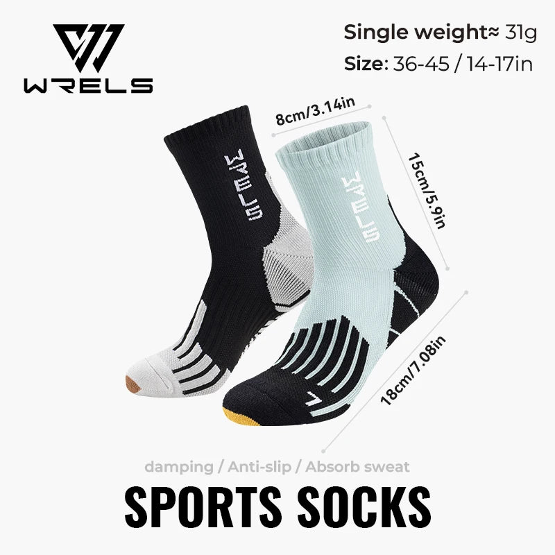 WRELS Sports Socks Arch Support 3D Anti Slip Quick Dry Breathable Cushioned Soccer Gym Training Outdoor Athletic Socks Men Women